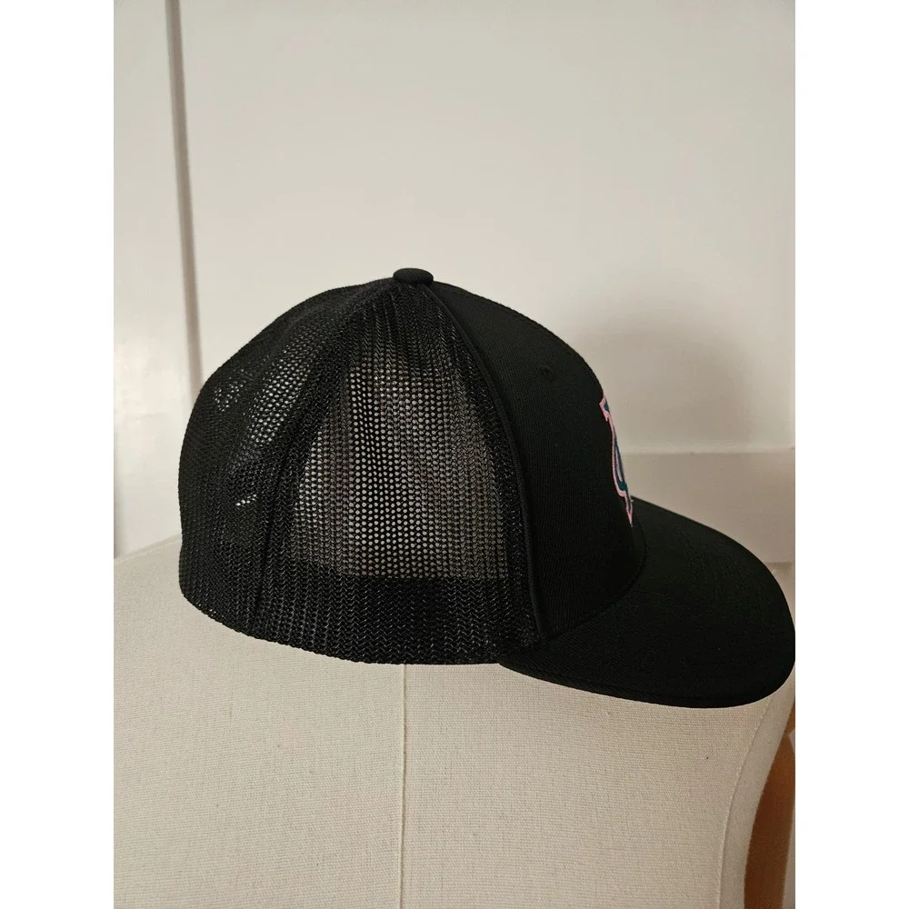 Pacific Headwear 404M Trucker Hat Cap Black PG Logo Men's Size L-XL Flexfit